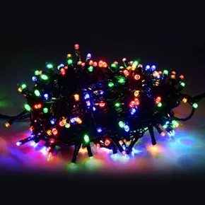 LED világítás, lánc, 10m, 220-240 V (50-60Hz), 6W, többszínű, zöld kábel, 30000h, 100